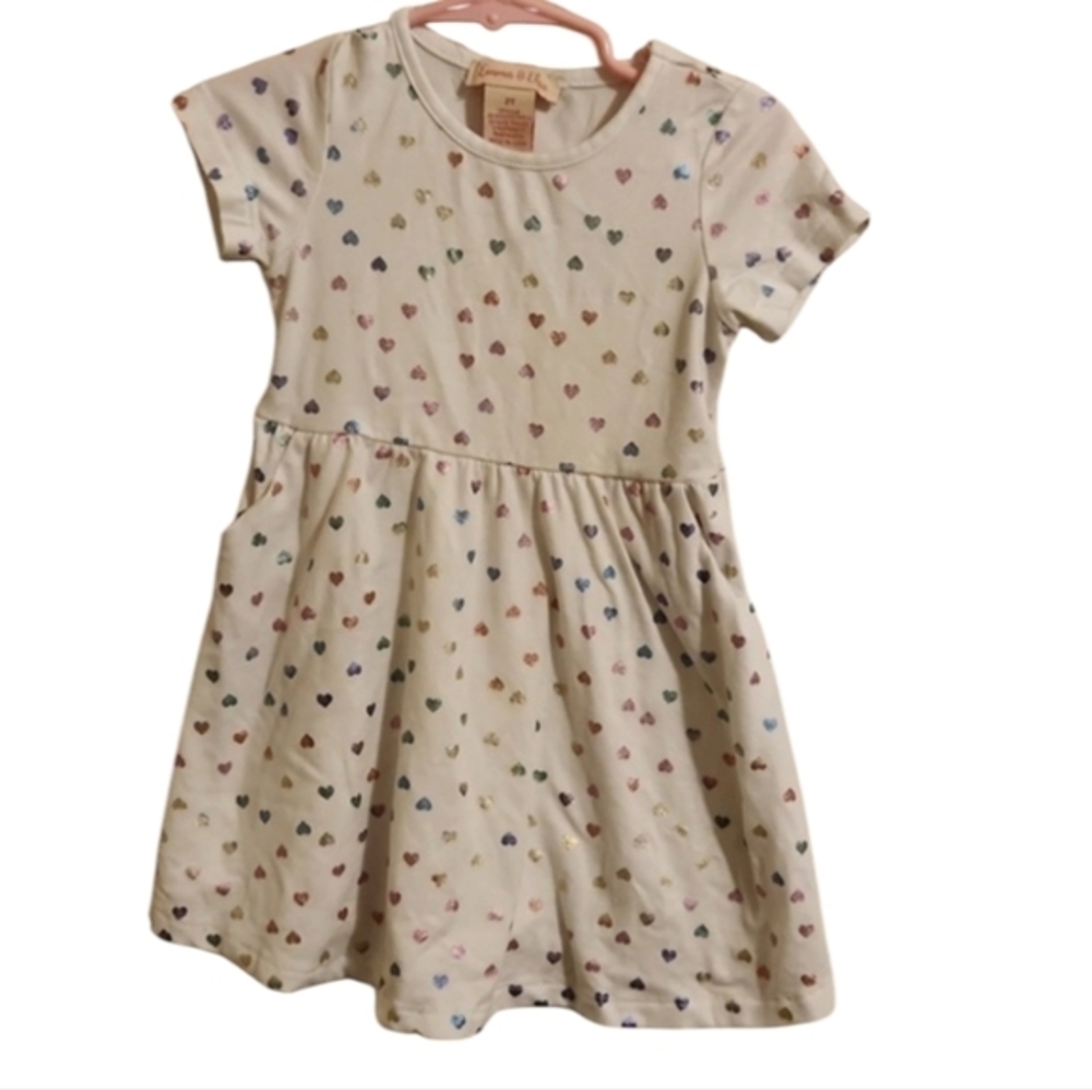 Toddler Girls White Holographic Heart Summer Dress